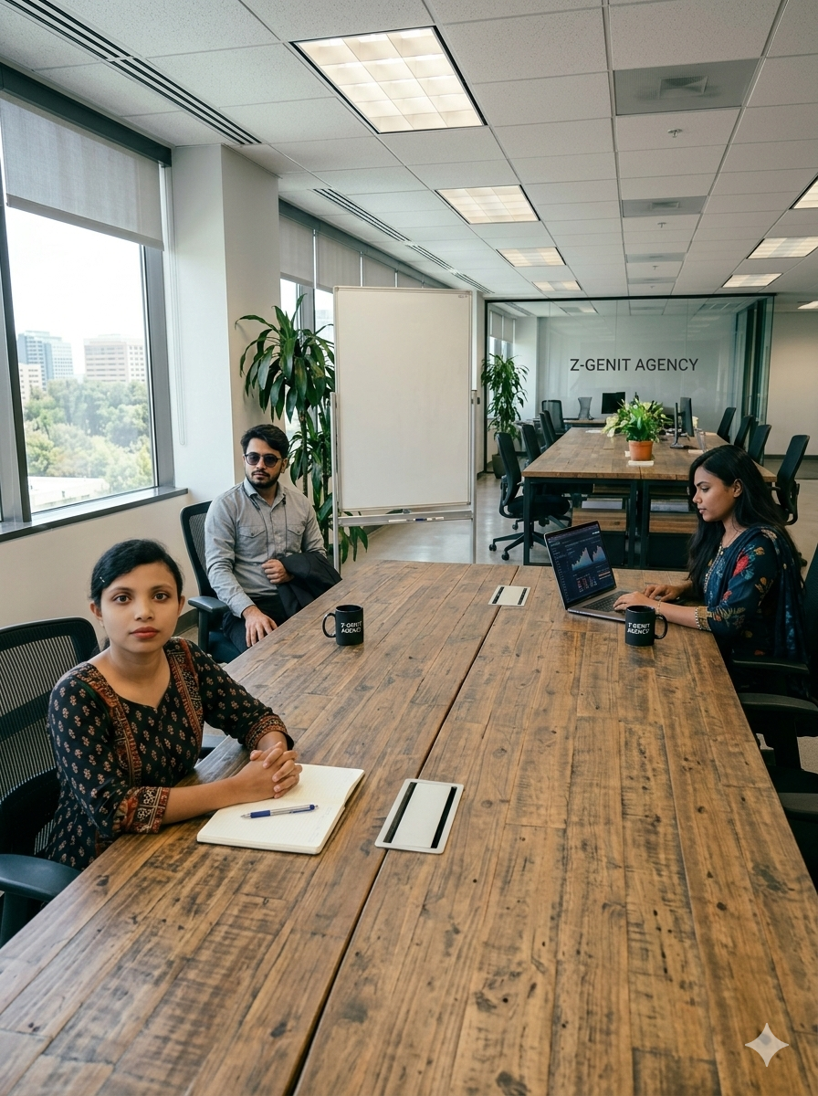 Home confident team portrait (candid)